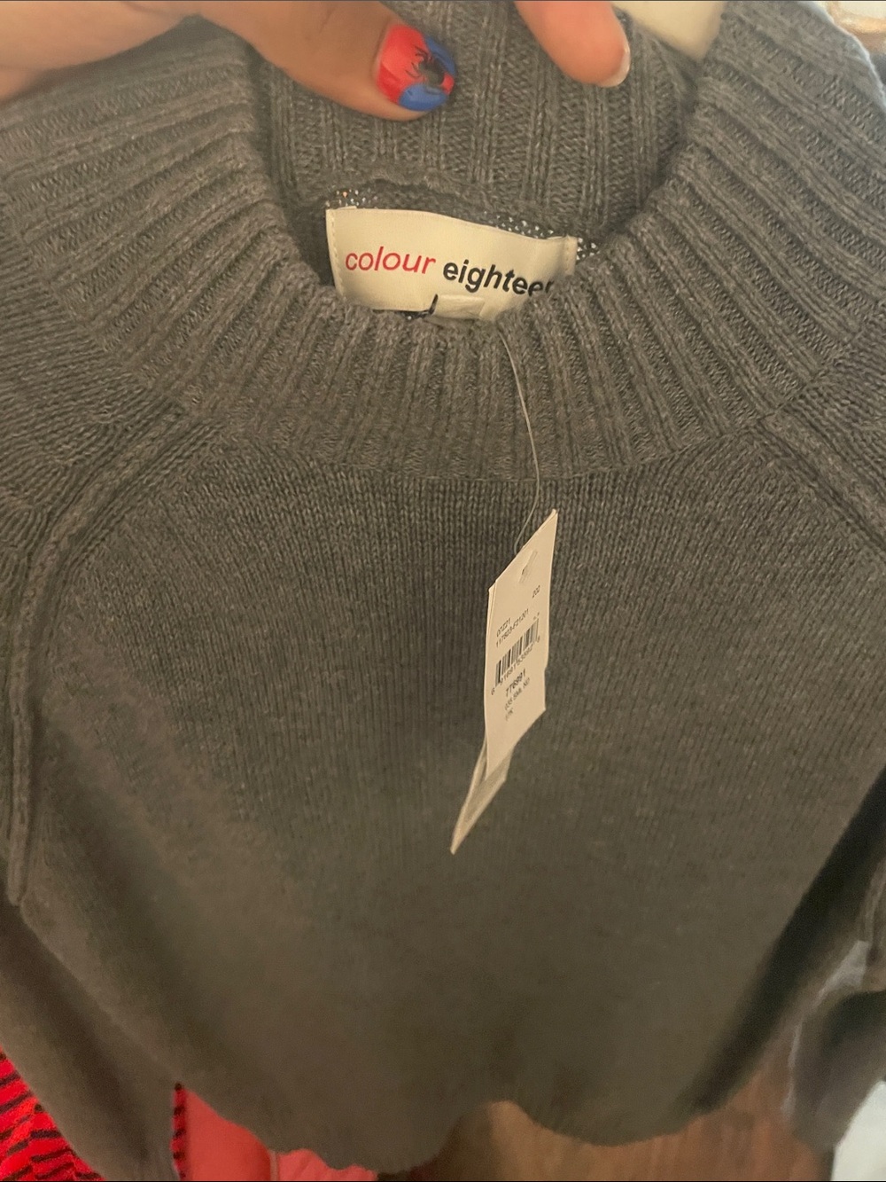 Soft Ribbed Mock Turtleneck Sweater - Gray - Picture 2 of 2